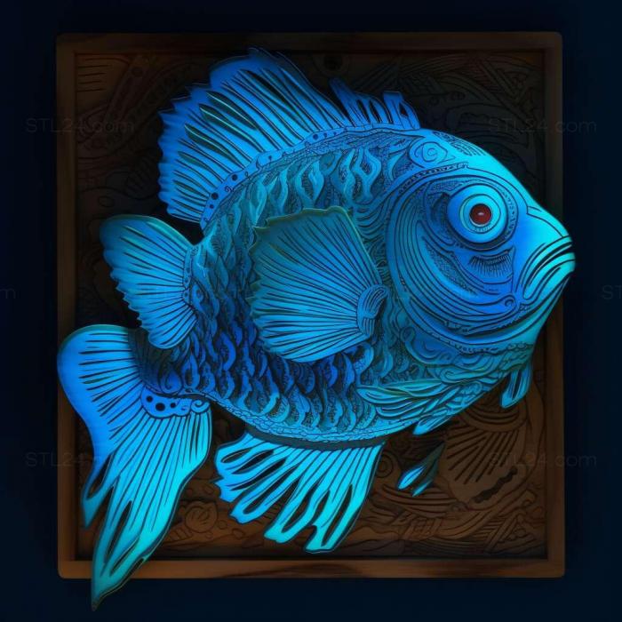 Природа и животные (Голубая неоновая рыбка 2, NATURE_3982) 3D модель для ЧПУ станка